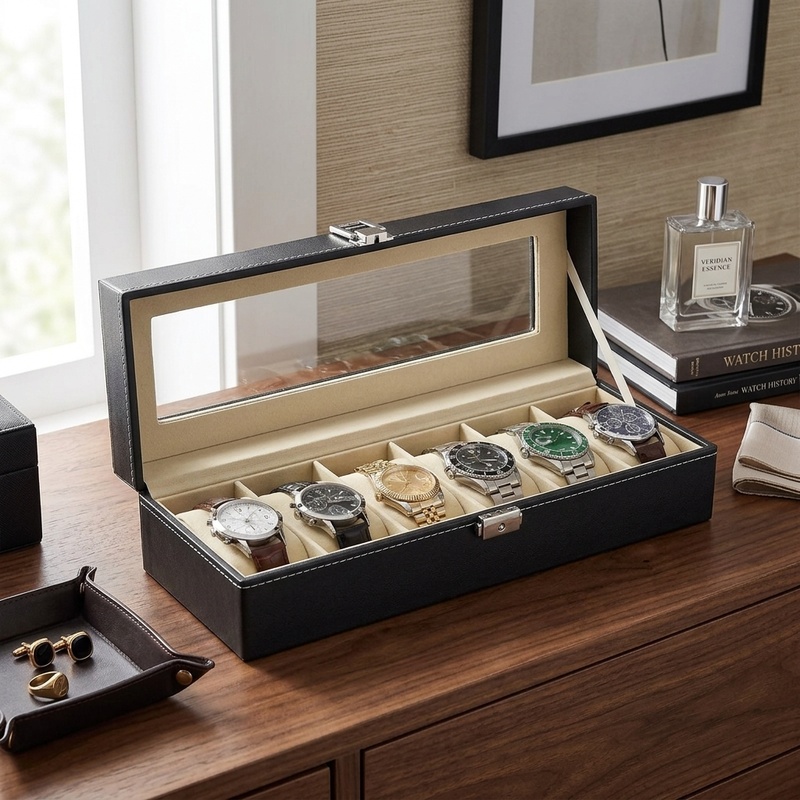 Men Accessories Organiser - Pudełko na zegarki z ekoskóry z