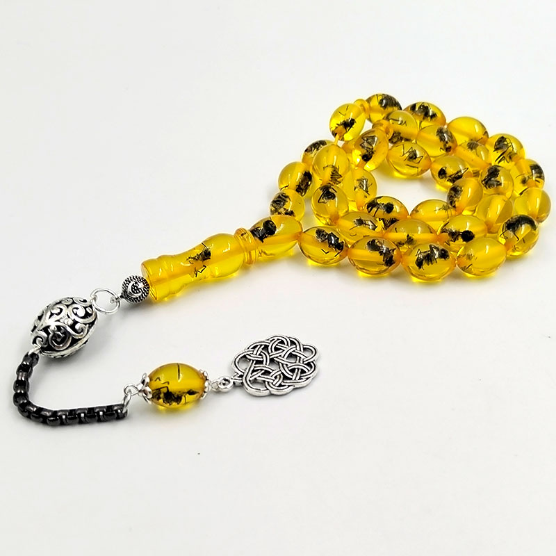 Men Accessories Hk - Tasbih men żółta żywica prawdziwy owad